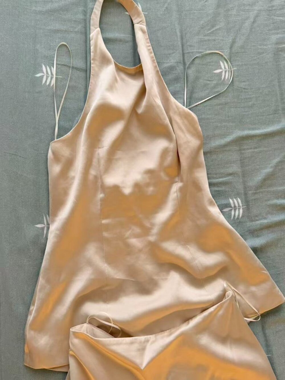 Reformation Celine Silk Two Piece Set Almond - Picture 2 of 4